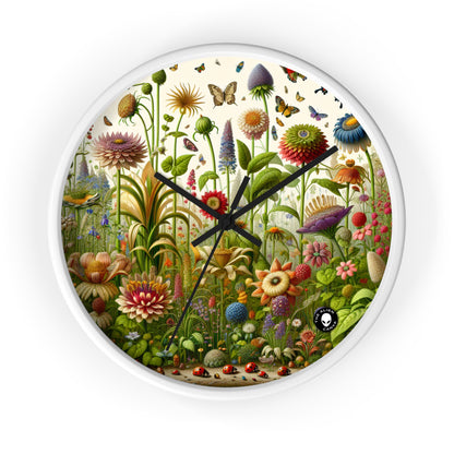 "Enchanted Garden: A Whimsical Scene" - The Alien Wall Clock