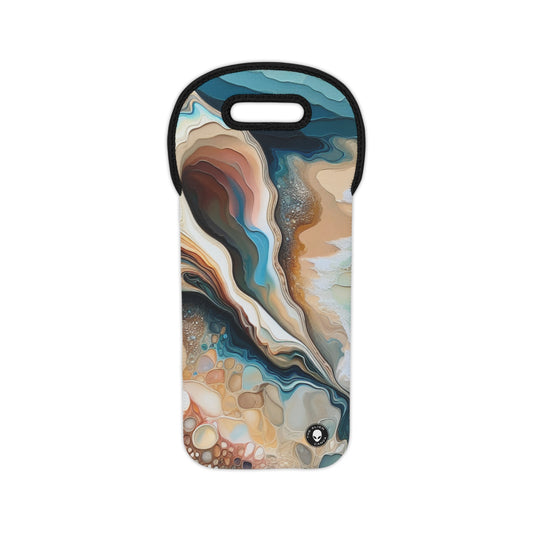 "A Beach View Through a Sea Shell" - The Alien Wine Tote Bag Acrylic Pouring