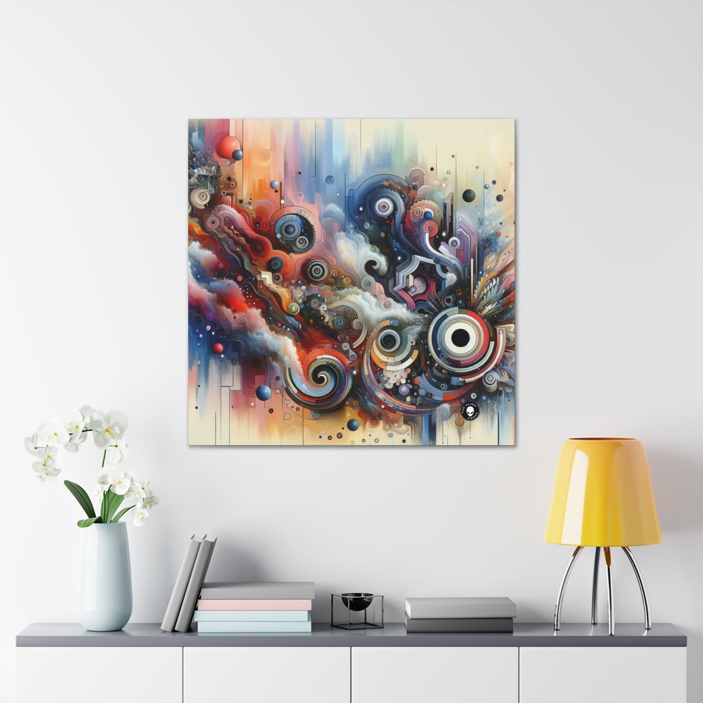 "Temporal Flux: A Surreal Journey through Abstract Shapes and Vibrant Colors" - The Alien Canva Avant-garde Art