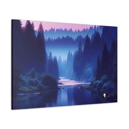 "Twilight Tranquility : Réflexions sur la rivière forestière" - The Alien Canva