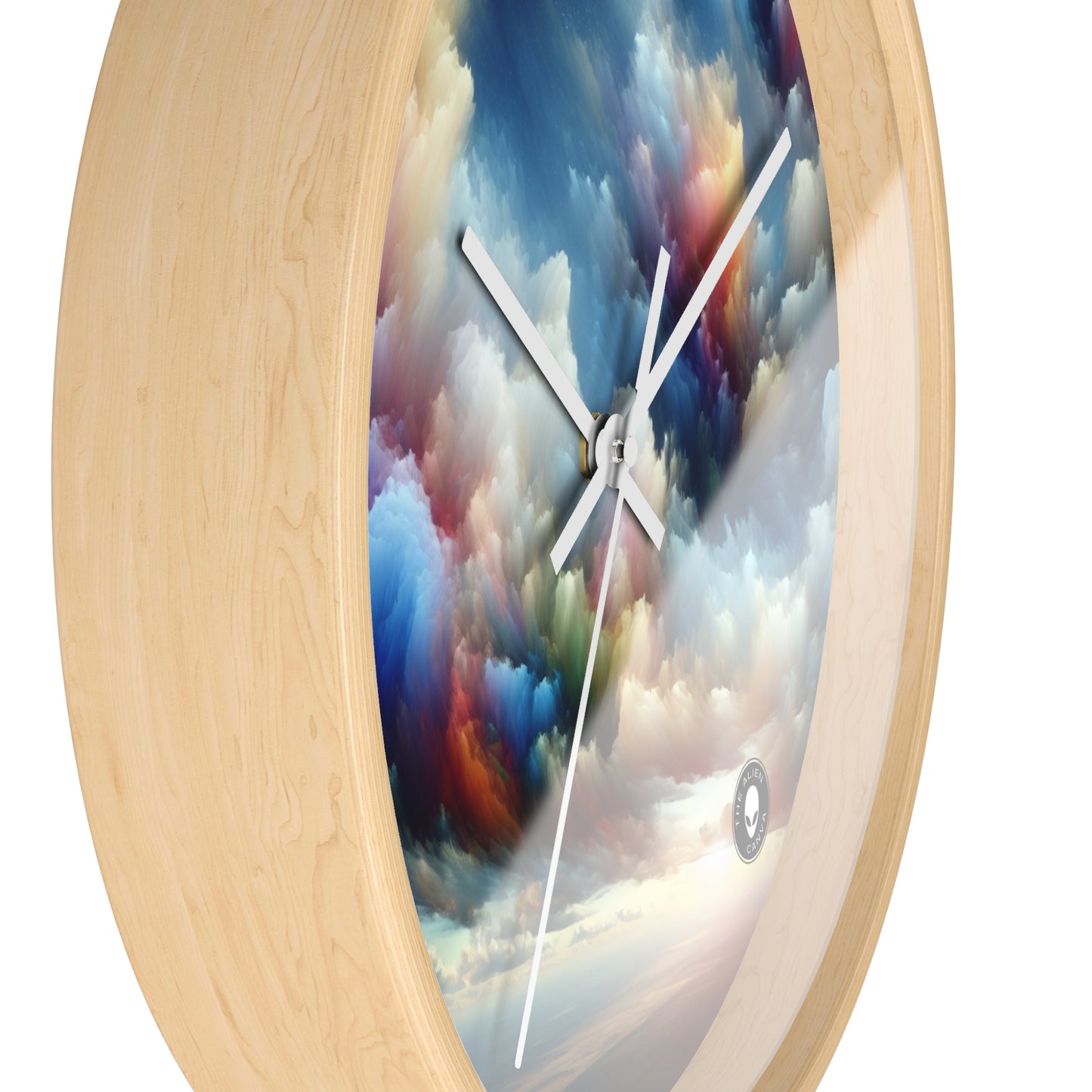 "Rainbow Cloudscape: A Surreal Watercolor Dream" - The Alien Wall Clock