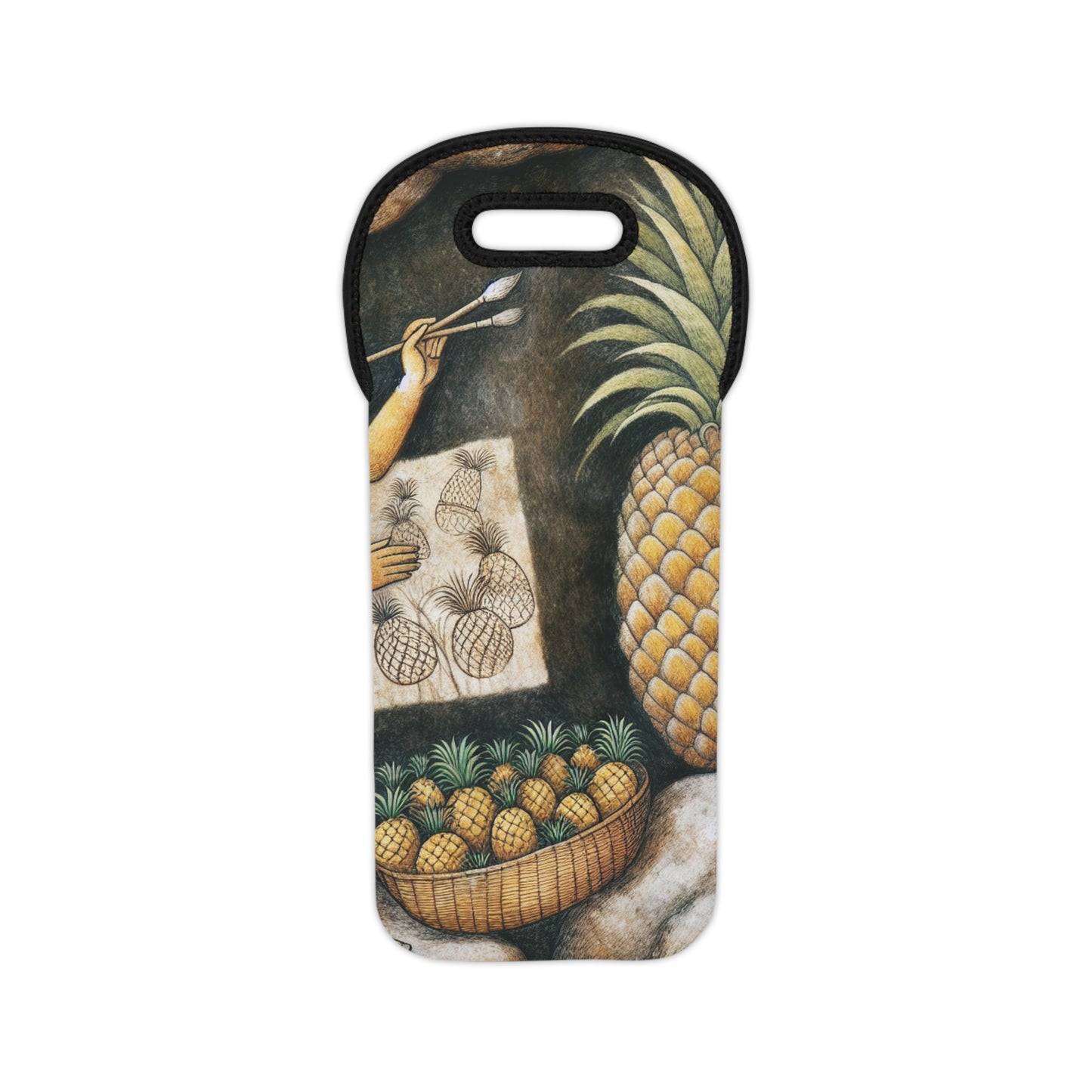 "Pineapple Harvest" - The Alien Wine Tote Bag Cave Painting Style