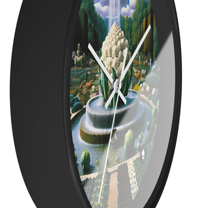 "The Vegetable Fountain: A Cauliflower Conglomerate" - The Alien Wall Clock Surrealism