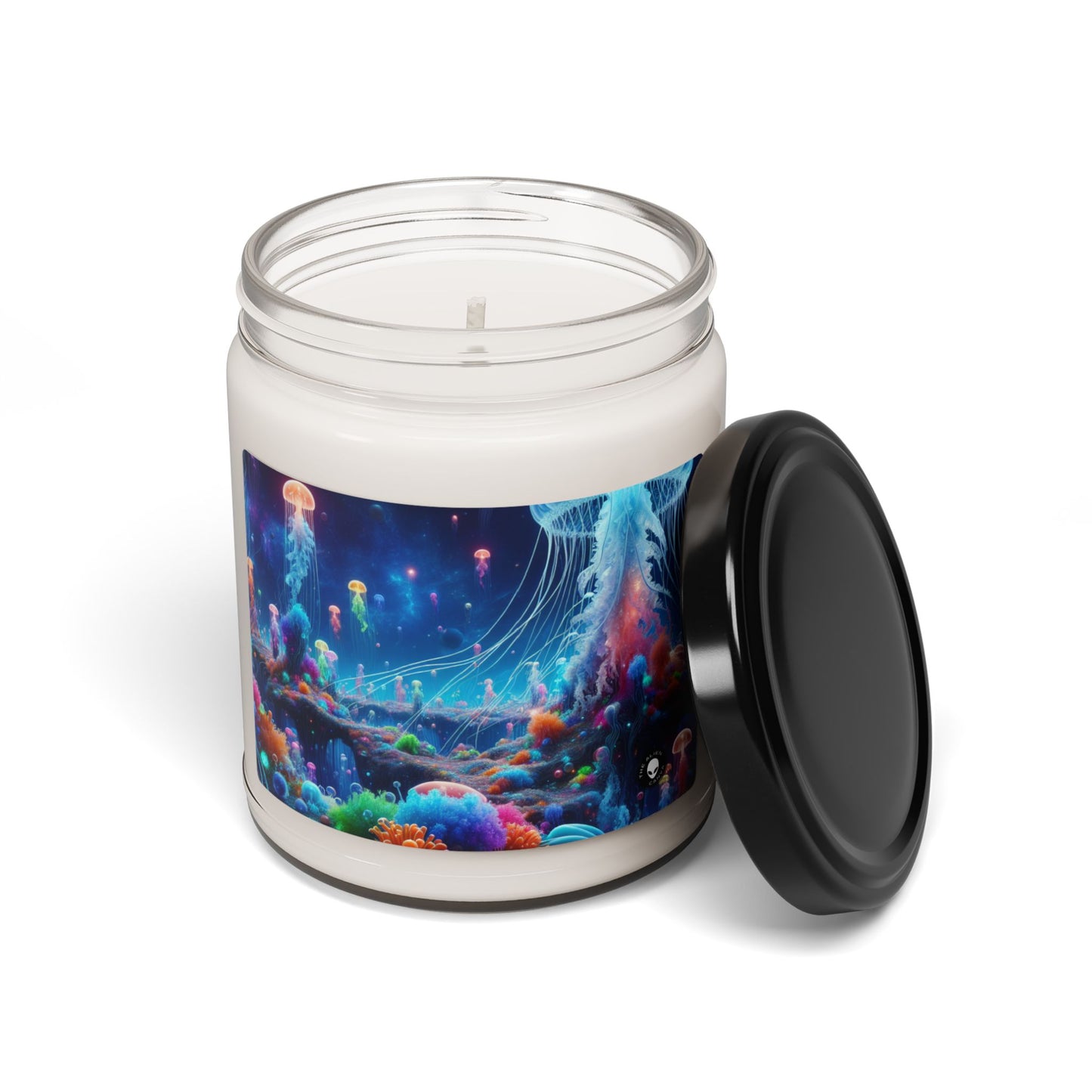 "Neon Jellyfish Fantasia : Une odyssée sous-marine surréaliste" - Bougie parfumée au soja Alien 9oz