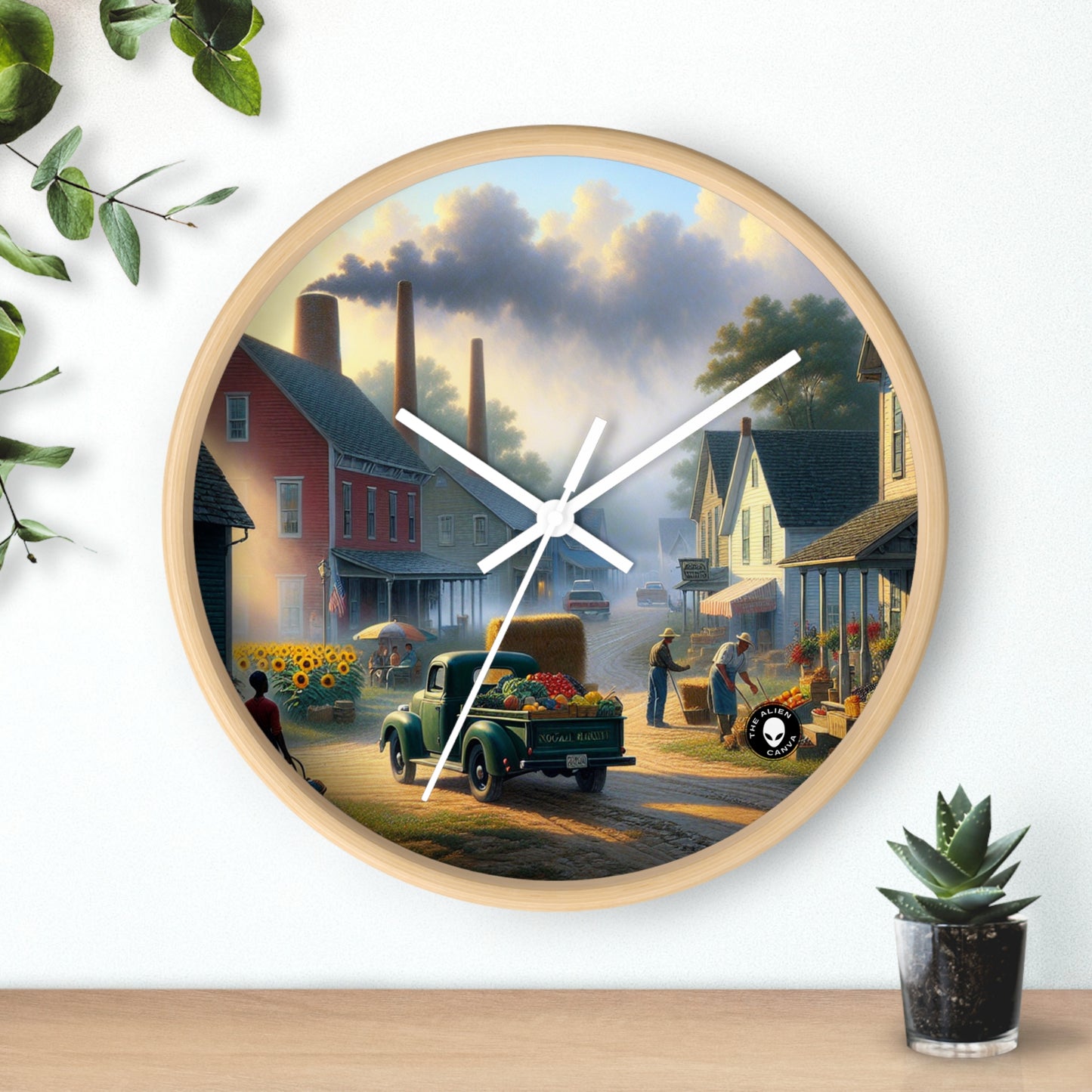 "Harvest Tranquility: A Midwest Farm Scene" - The Alien Wall Clock Regionalism