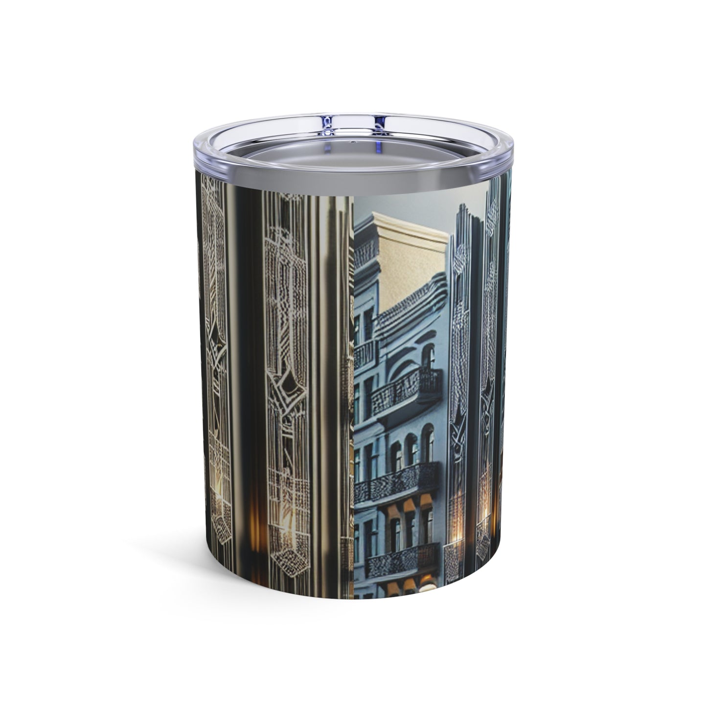 "Elegancia iluminadora: una calle de la ciudad Art Deco" - The Alien Tumbler 10oz estilo Art Deco