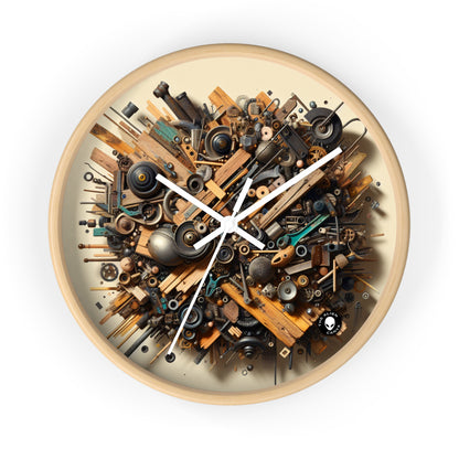 "Nature's Harmony: Assemblage Art with Found Objects" - The Alien Wall Clock Assemblage Art