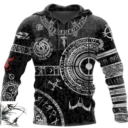 Viking Odin tatouage D imprimé sweat à capuche pour hommes