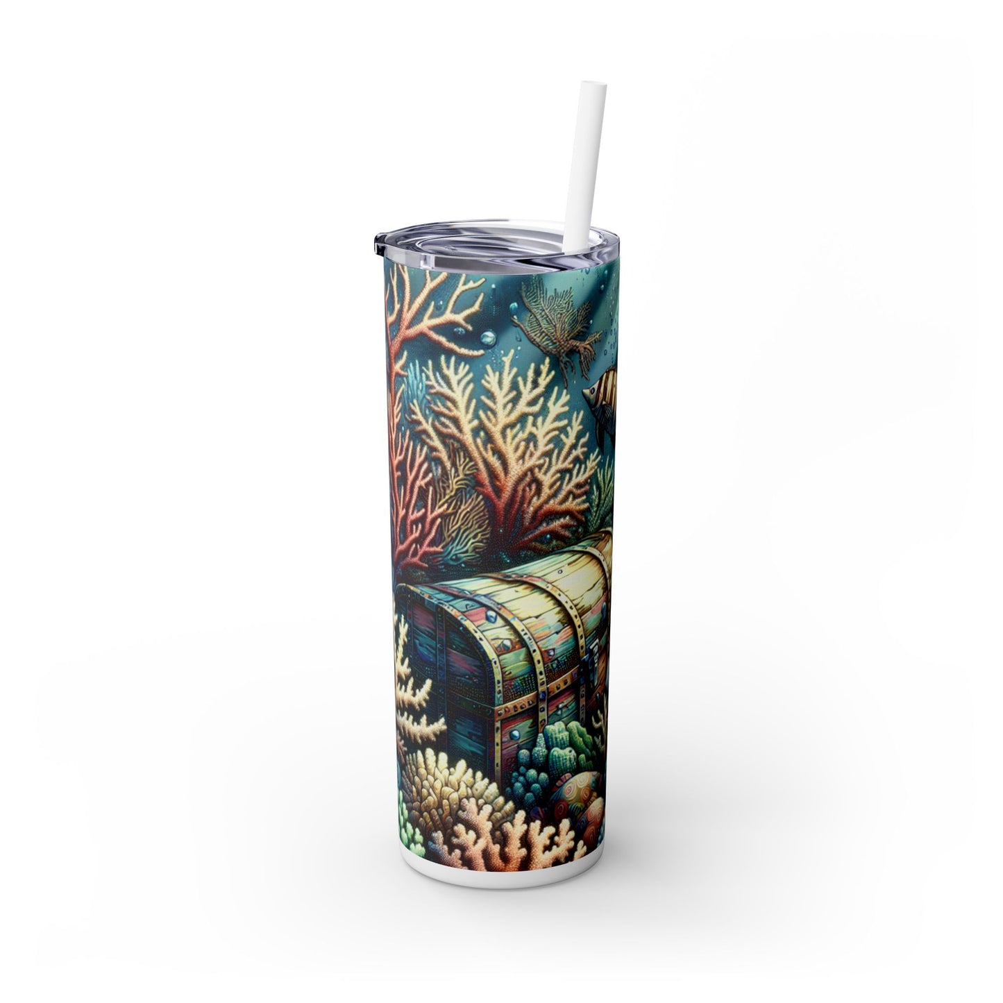 "El país de las maravillas submarinas": vaso estrecho Alien Maars® con pajita de 20 oz