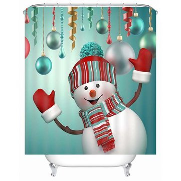 Rideau de douche imperméable imprimé bonhomme de neige de noël 3D, décor de salle de bain