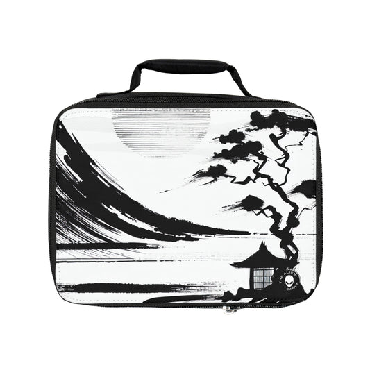 "Harmony of Wind and Water: A Zen Ink Painting"- The Alien Lunch Bag Zen Ink Painting