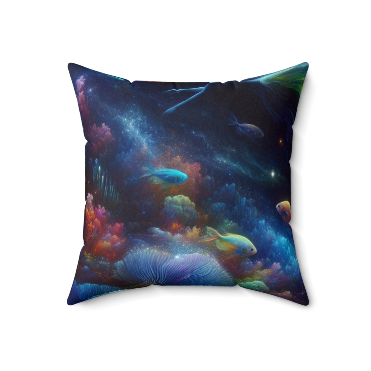 "Enchantment Under the Stars: A Mystical Underwater Journey"- The Alien Spun Polyester Square Pillow