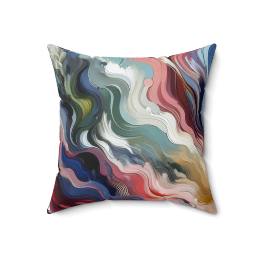 "Sunrise Serenity: An Abstract Painting Inspired by Renewal"- The Alien Spun Polyester Square Pillow Lyrical Abstraction