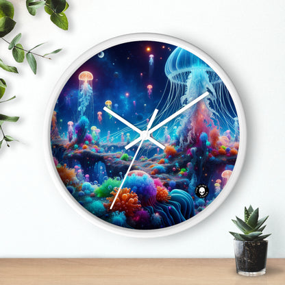 "Neon Jellyfish Fantasia: A Surreal Underwater Odyssey" - The Alien Wall Clock