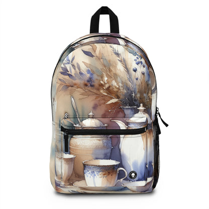 "A Tranquil Sunset by the Riverside" - The Alien Backpack Watercolor Painting