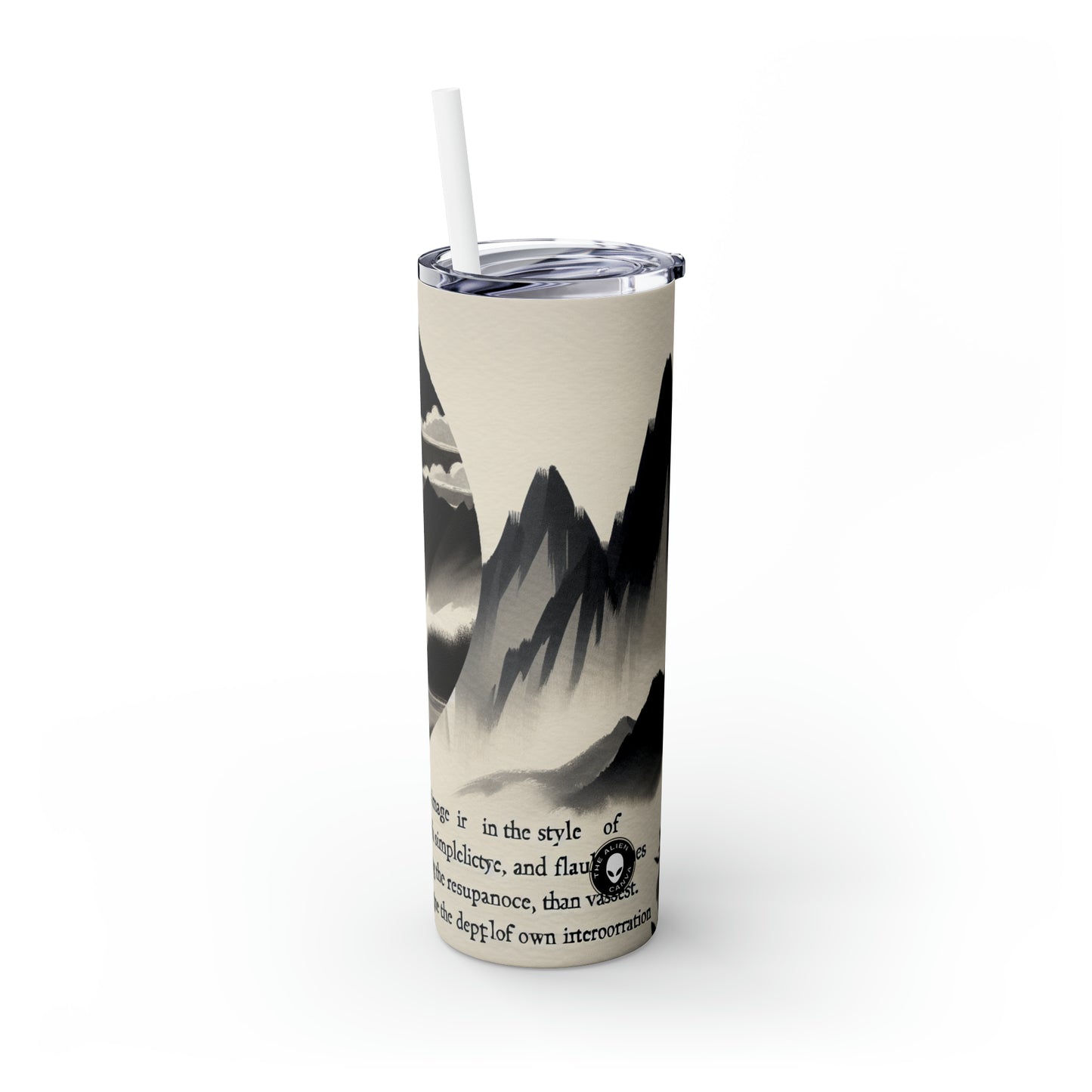 "Blossoms in the Breeze: A Tranquil Springtime Ink Wash Painting" - The Alien Maars® Skinny Tumbler with Straw 20oz Ink Wash Painting