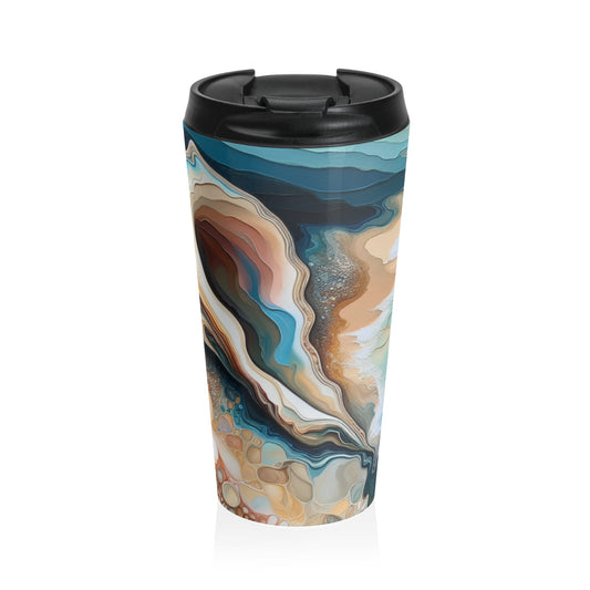 "A Beach View Through a Sea Shell" - The Alien Stainless Steel Travel Mug Acrylic Pouring