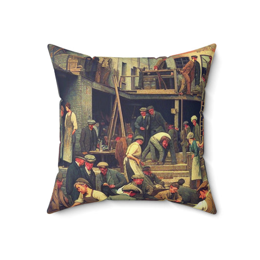 "Community Clean-Up: Restoring Urban Beauty Together"- The Alien Spun Polyester Square Pillow Social Realism