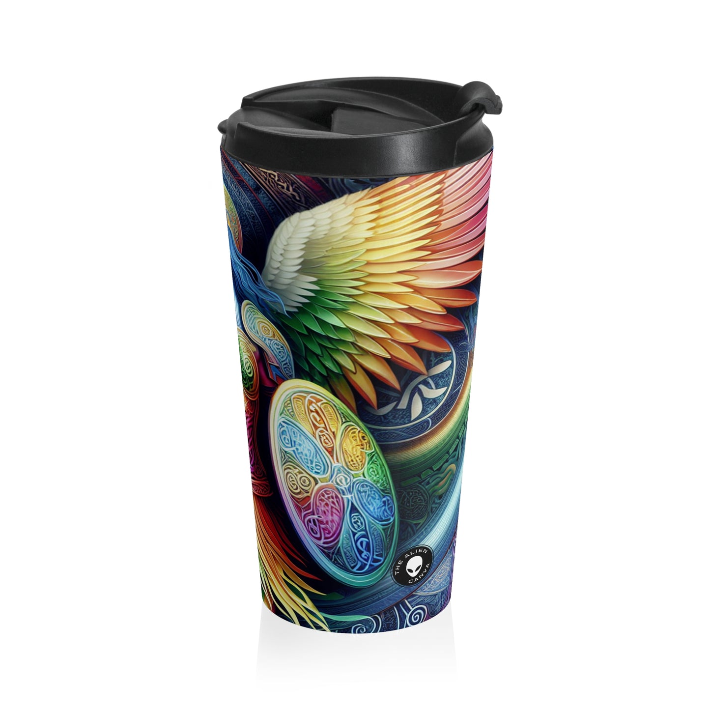 "Lionhearted Warrior Goddess: A Celtic-Inspired Artwork" - The Alien Stainless Steel Travel Mug Celtic Art