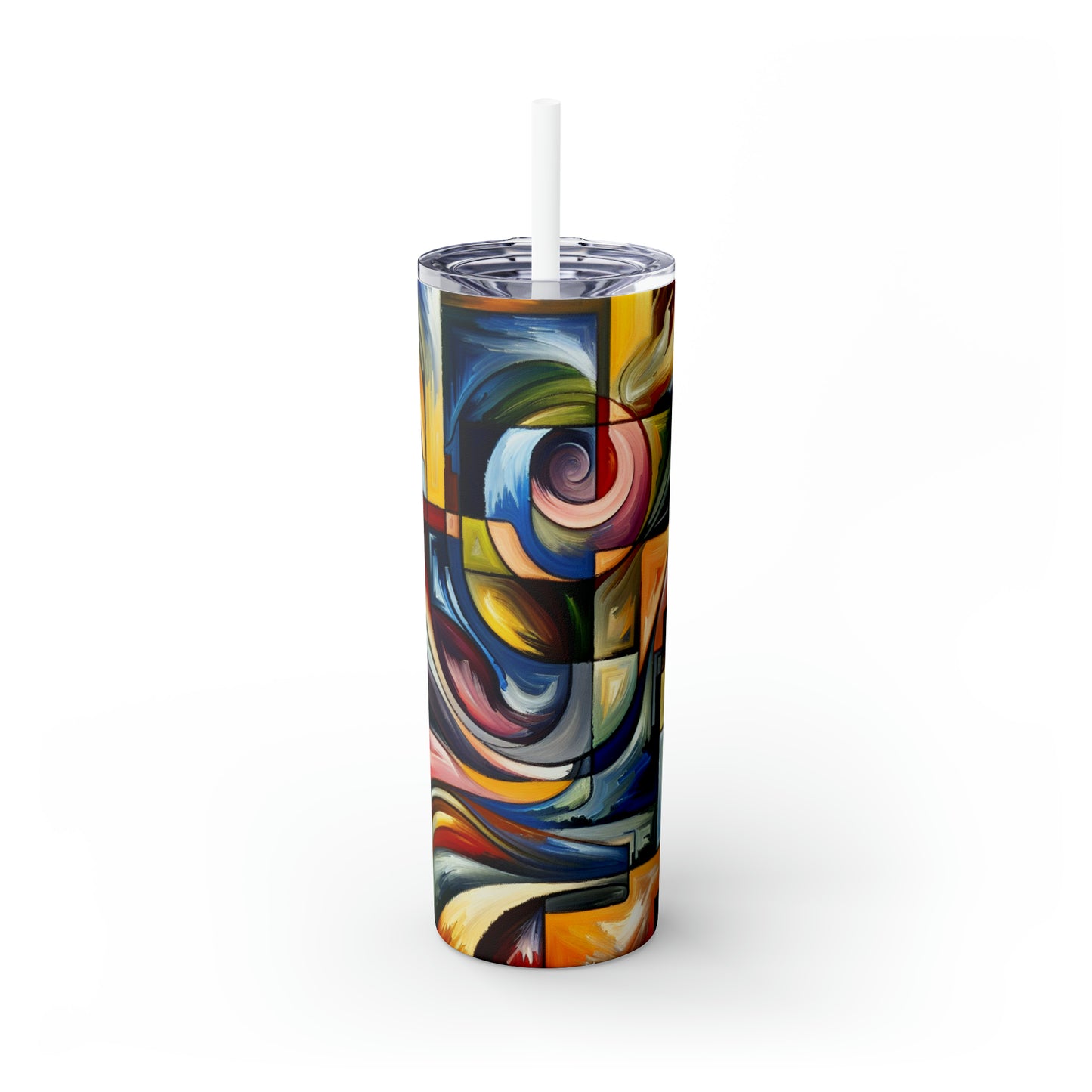 "A Tension of Shapes" - The Alien Maars® Skinny Tumbler with Straw 20oz Abstract Expressionism Style