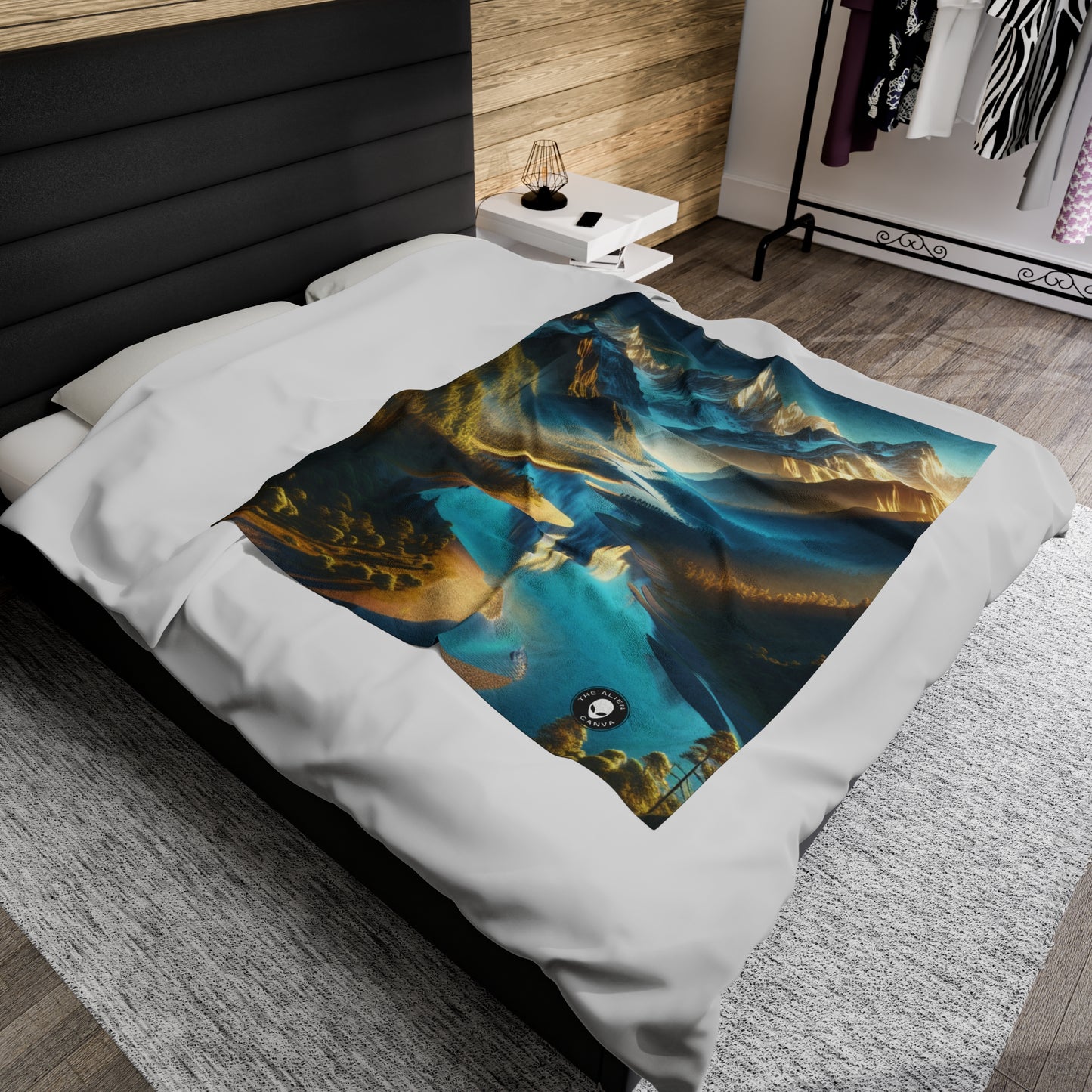 "Serenity's Palette: A Sunset Symphony" - The Alien Velveteen Plush Blanket Photorealism