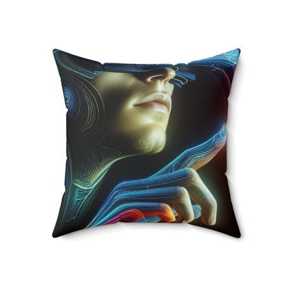 "Realmscape: An Infinite Virtual Odyssey"- The Alien Spun Polyester Square Pillow Virtual Reality Art