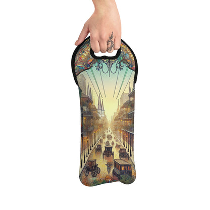 "Vivid Splendor: A Picture of New Orleans's French Quarter" - The Alien Wine Tote Bag Art Nouveau Style