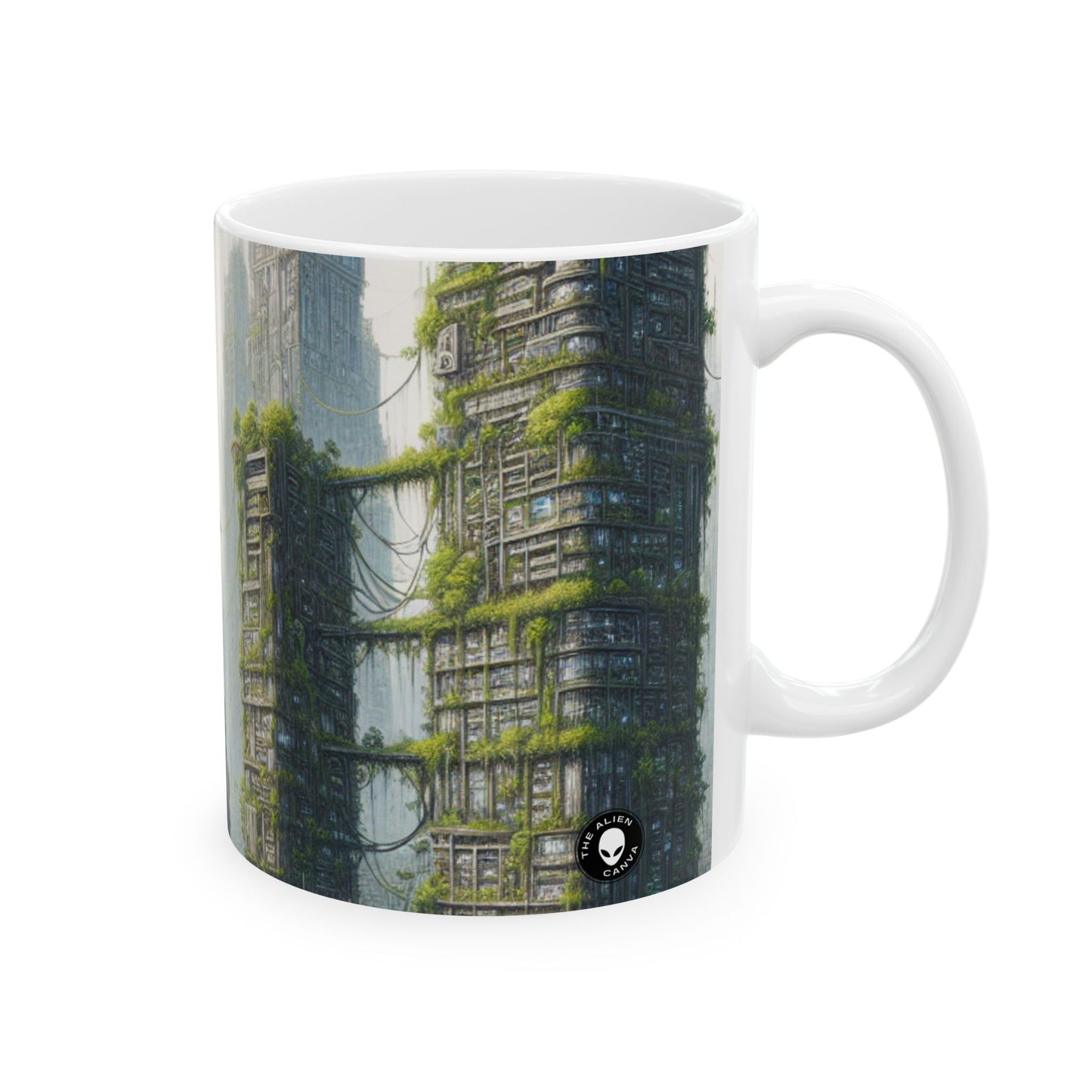 "El resurgimiento de la naturaleza: la jungla urbana" - Taza de cerámica The Alien de 11 oz