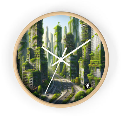 "El resurgimiento de la naturaleza: un paisaje urbano futurista" - El reloj de pared alienígena