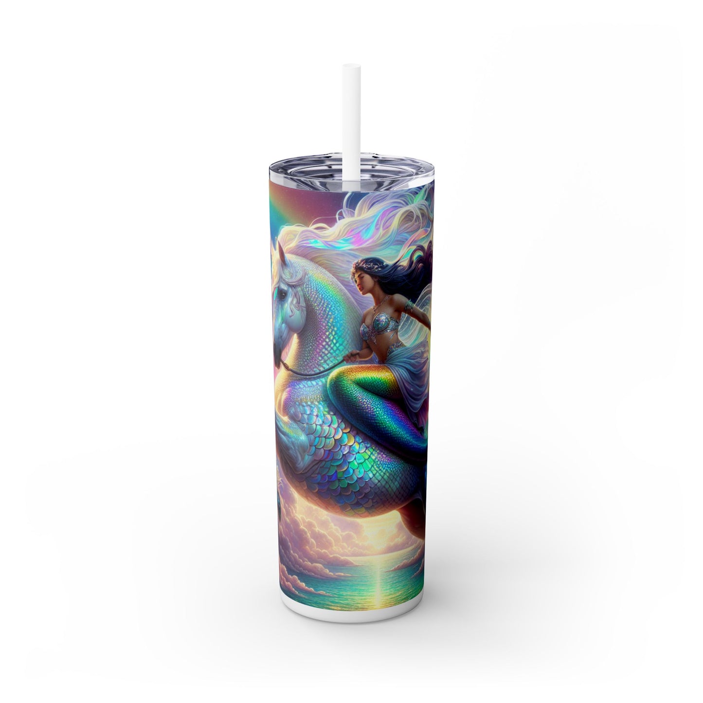 "Mermaid and Unicorn Adventure" - The Alien Maars® Skinny Tumbler with Straw 20oz