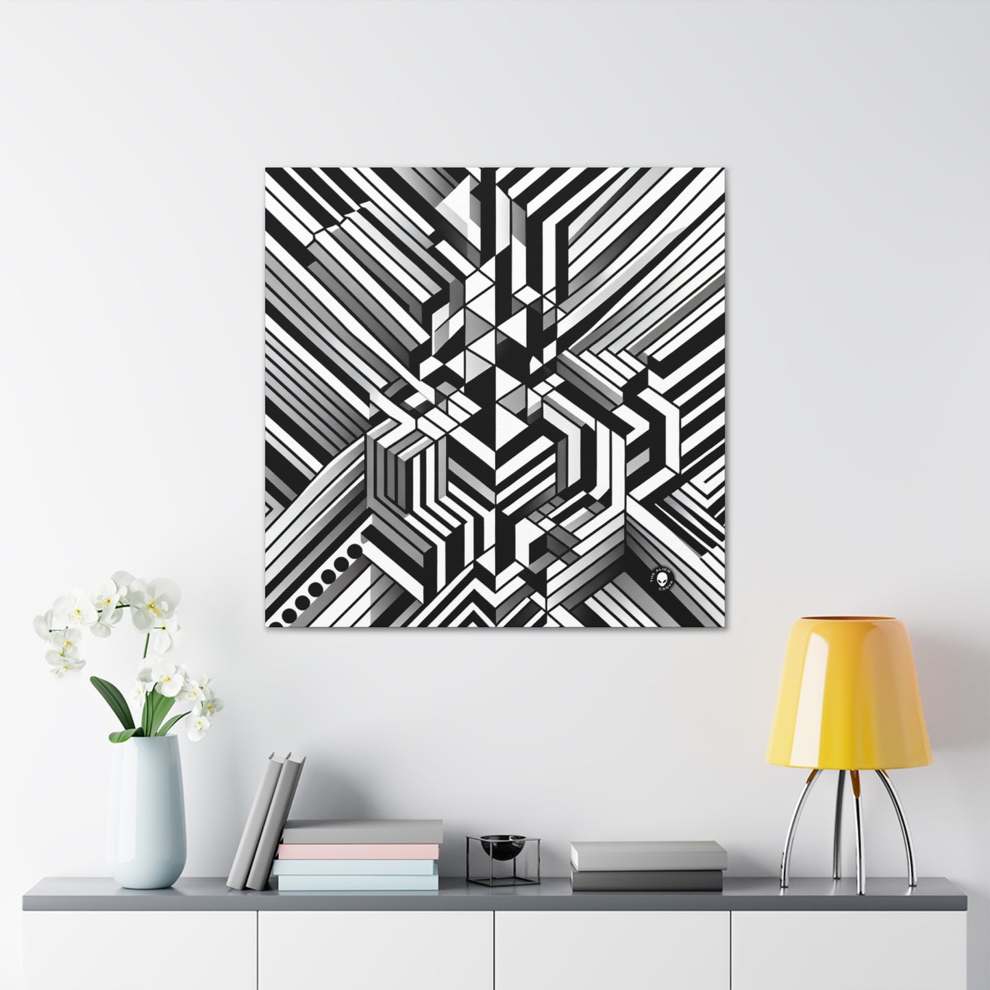 "Perception in Motion: A Mind-Bending Op Art Masterpiece" - The Alien Canva Op Art