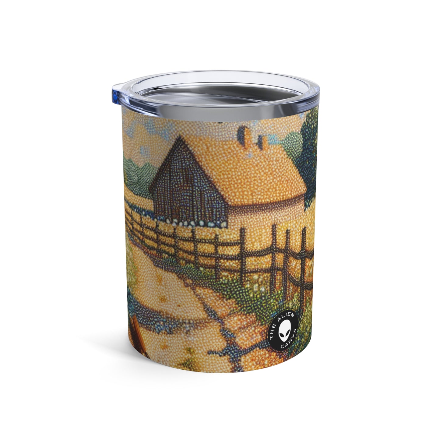 "Autumn Bliss: Pointillism Forest" - The Alien Tumbler 10oz Pointillism