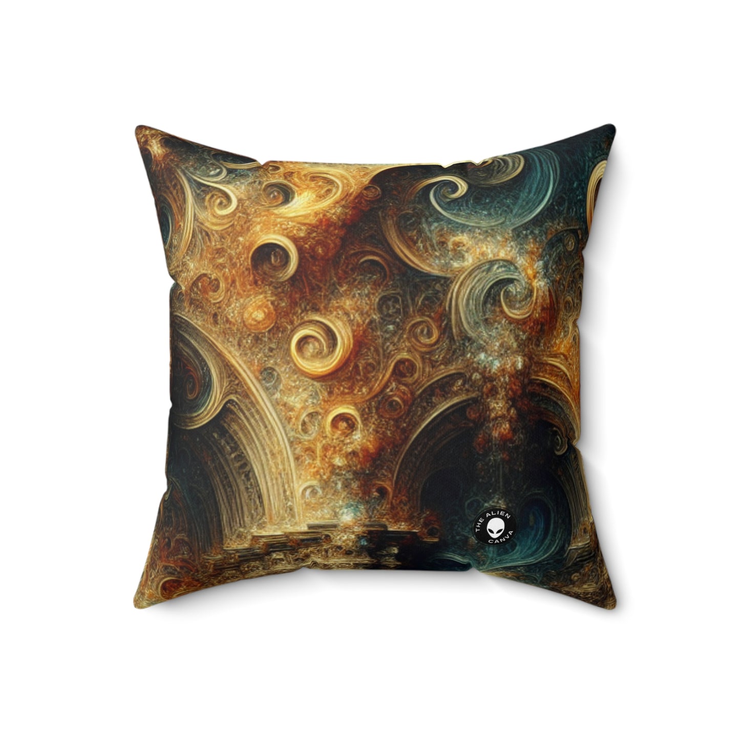 "Opulent Feasting: A Baroque Banquet"- The Alien Spun Polyester Square Pillow Baroque