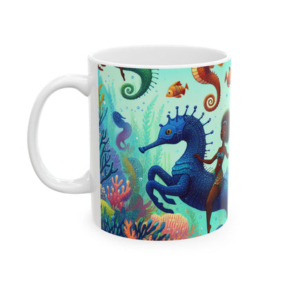 Enchanted Aquatic Realm: Mermaids and Seahorses - The Alien Ceramic Mug 11oz