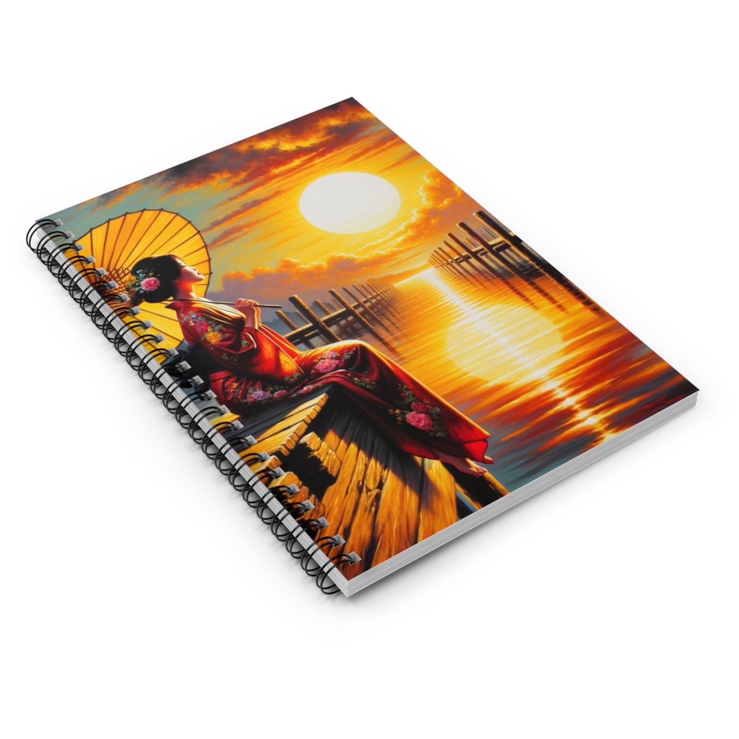 "Golden Reflections" - The Alien Spiral Notebook (Ruled Line) Impressionism Style
