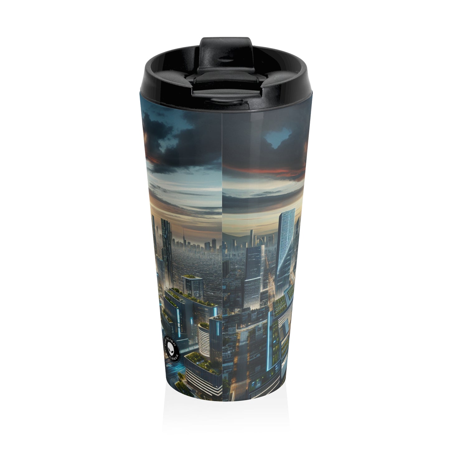 "Future Metropolis: A Neo-Futuristic Urban Utopia" - The Alien Stainless Steel Travel Mug Neo-futurism