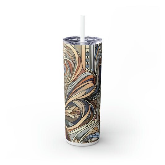 "La musa de la naturaleza: mujer Art Nouveau" - Vaso delgado con pajita Alien Maars® de 20 oz Art Nouveau