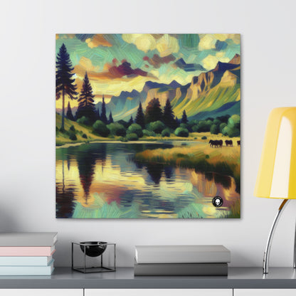 "Dusk in the Countryside: A Vibrant Post-Impressionist Painting" - The Alien Canva Post-Impressionism