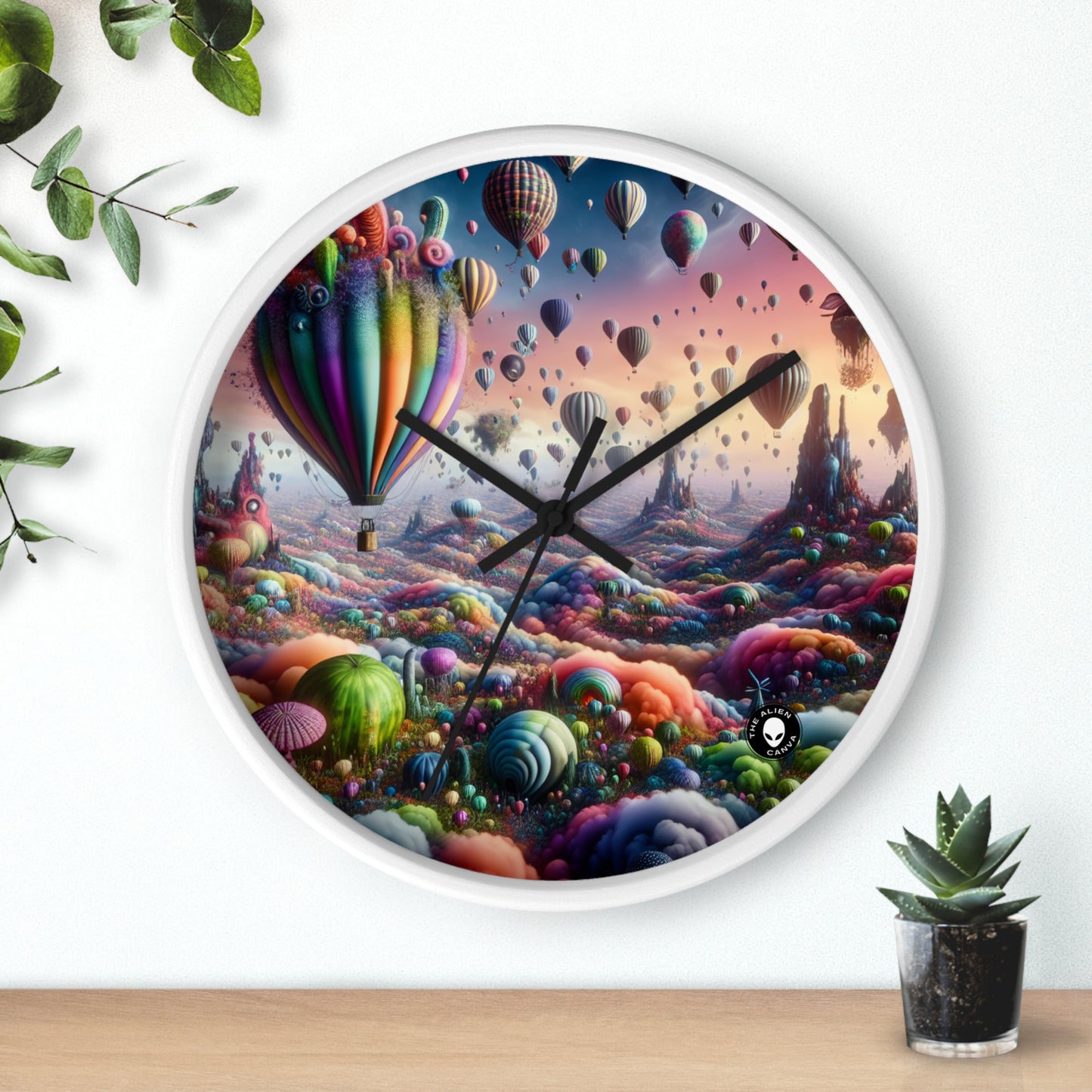 "Whimsical Sky : Une aventure surréaliste en ballon" - L'horloge murale extraterrestre