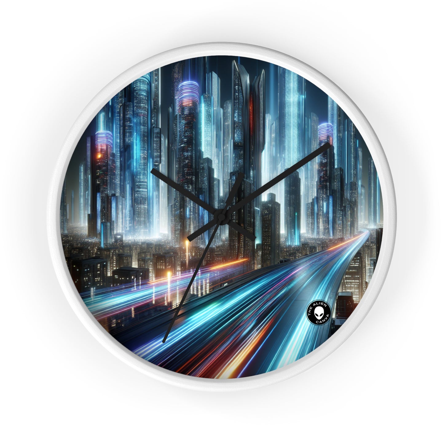 "Neon Nightscapes: A Futuristic City Adventure" - The Alien Wall Clock