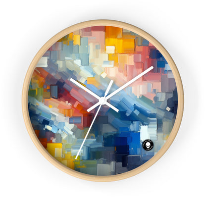 "Coucher de soleil tranquille : une peinture de champ de couleur pastel doux" - La peinture de champ de couleur de l'horloge murale extraterrestre