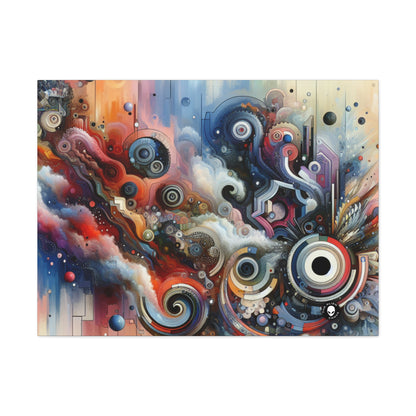 "Flujo temporal: un viaje surrealista a través de formas abstractas y colores vibrantes" - The Alien Canva Avant-garde Art