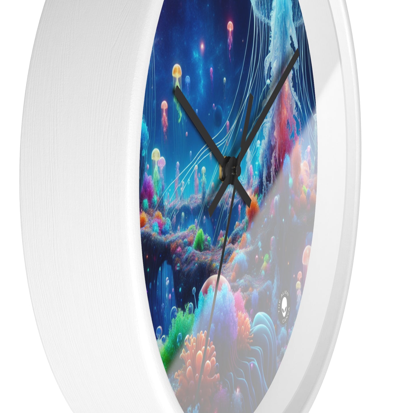 "Neon Jellyfish Fantasia: A Surreal Underwater Odyssey" - The Alien Wall Clock