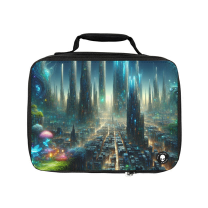 "Neon Oasis: A Futuristic Urban Wonderland"- The Alien Lunch Bag