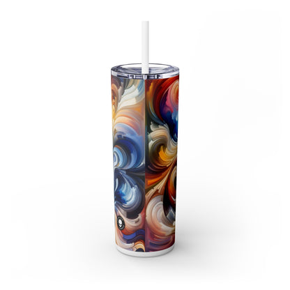 "Nature's Tranquil Symphony: A Lyrical Abstraction Masterpiece" - The Alien Maars® Skinny Tumbler with Straw 20oz Lyrical Abstraction