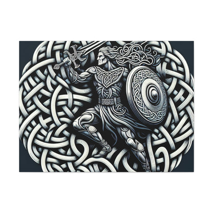 "Celtic Knight: Sword & Shield in Ancient Knots" - The Alien Canva Celtic Art Style