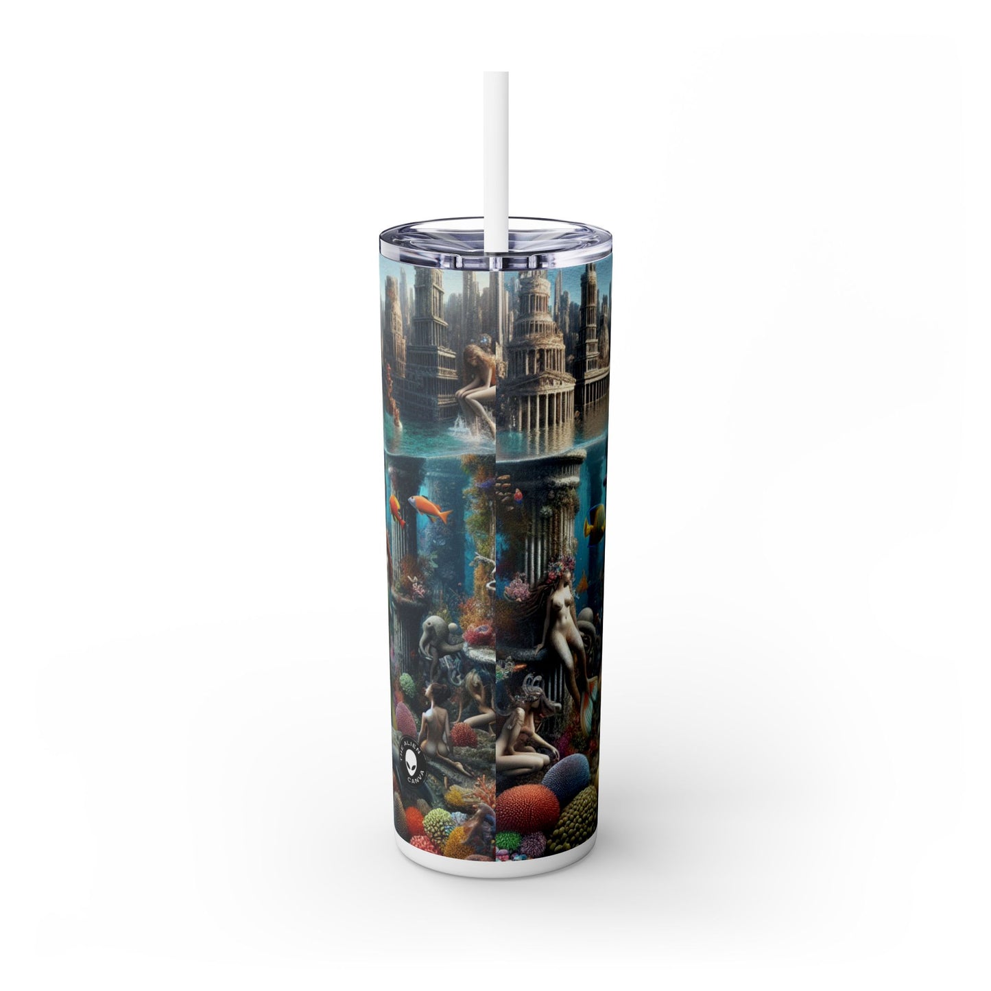 "Seascape Serenity: Un refugio submarino" - Vaso delgado con pajita de 20 oz de Alien Maars®