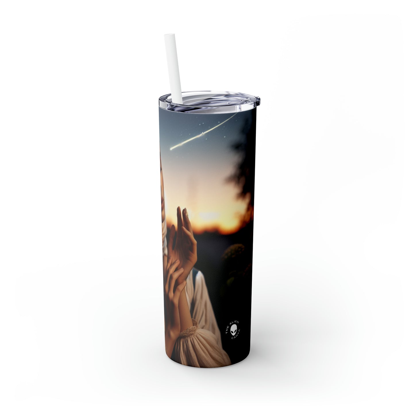 "Glow of the Golden Sunset" - The Alien Maars® Skinny Tumbler with Straw 20oz Romanticism