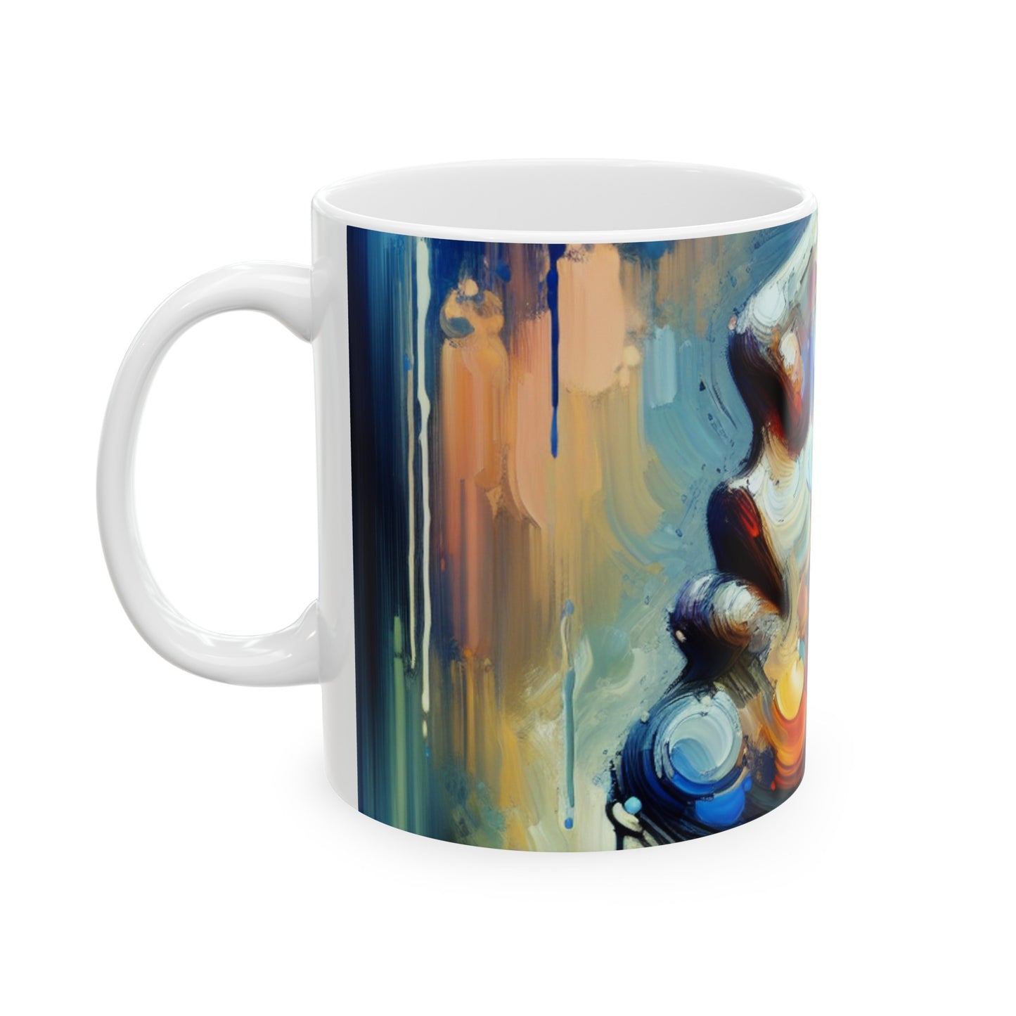 "City Lights: A Neo-Expressionist Ode to Urban Chaos" - The Alien Ceramic Mug 11oz Neo-Expressionism