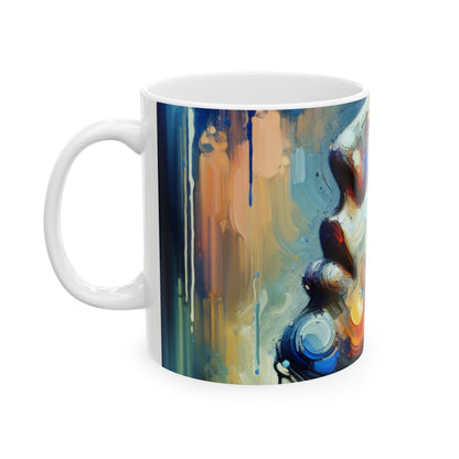 "City Lights: A Neo-Expressionist Ode to Urban Chaos" - The Alien Ceramic Mug 11oz Neo-Expressionism